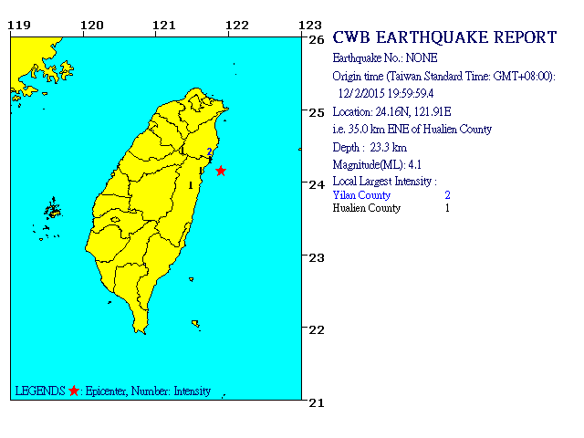 map taiwan earthquake
