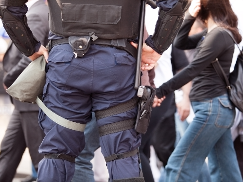 police in crowd