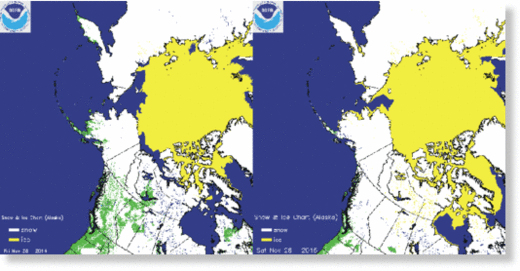 Click to enlarge Ice, snow cover north America