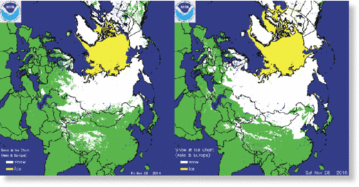 Click to enlarge Ice, snow cover Eurasia