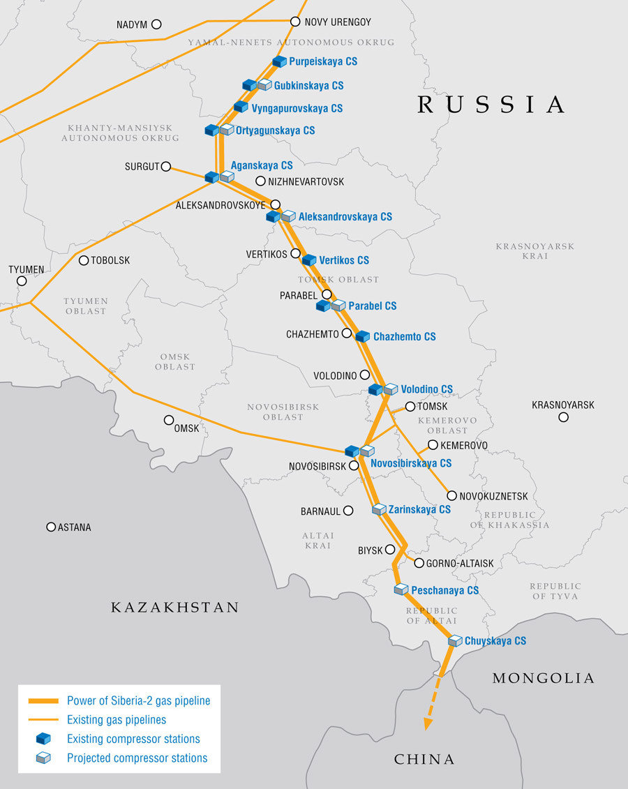 Gazprom pipeline map