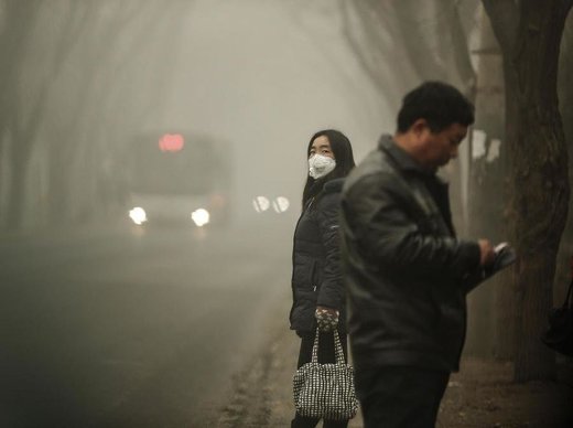 Beijing smog woman in mask