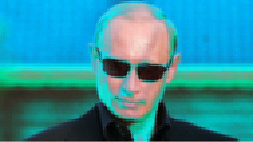 Pixelated Putin in sunglasses