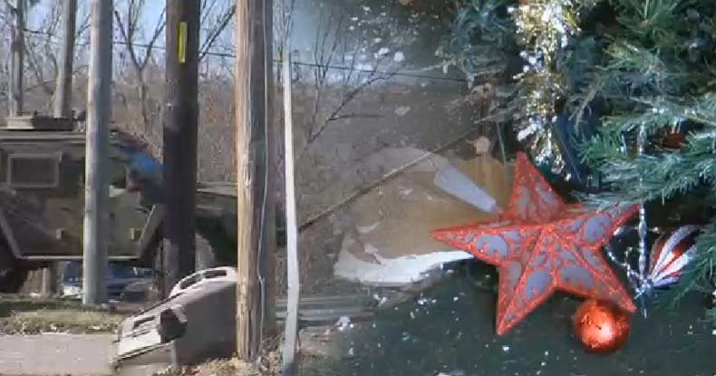 cops demolish christmas tree