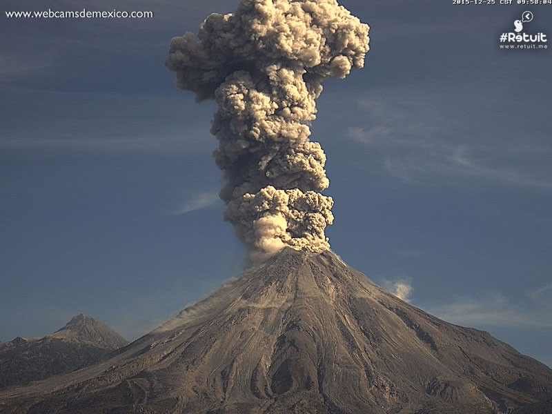 Colima volcano erupts