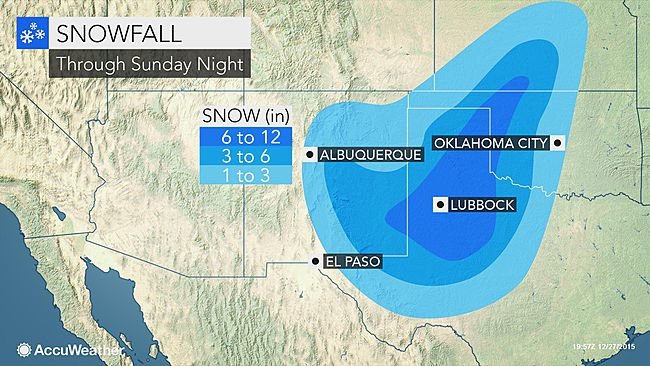 Snowfall NM/TX blizzard