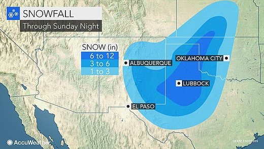Snowfall NM/TX blizzard