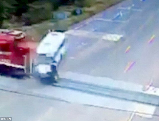 train ploughed into bus