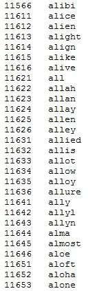 Click to enlarge diceware password list
