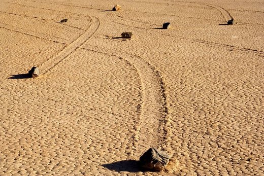 Click to enlarge Sailing stones in Death Valley