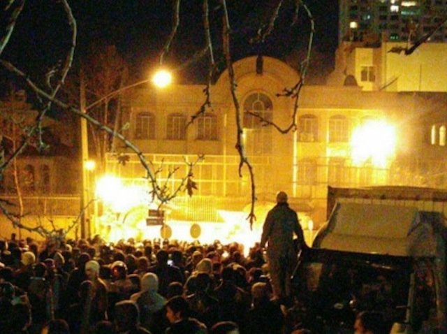 Saudi embassy ablaze