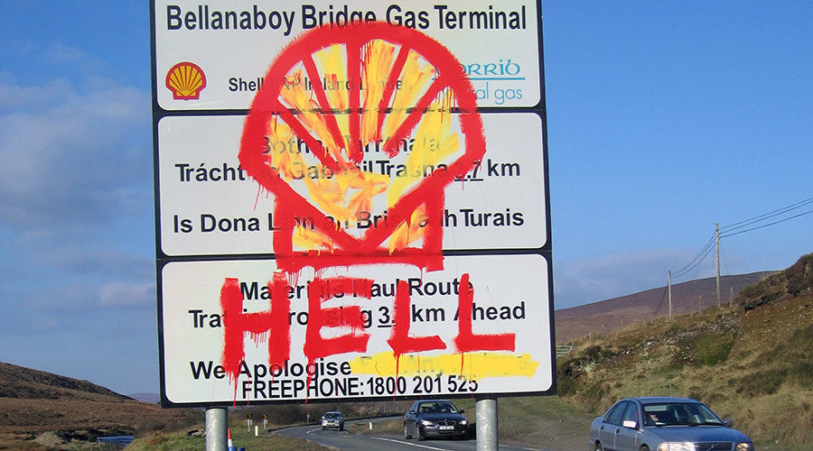 Shell graffiti sign in Ireland