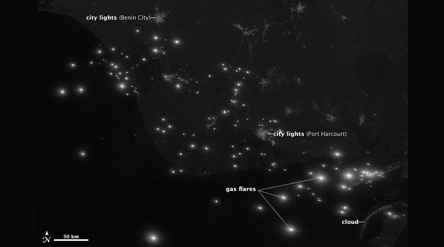 NASA flaring pics on Niger River delta, Nigeria
