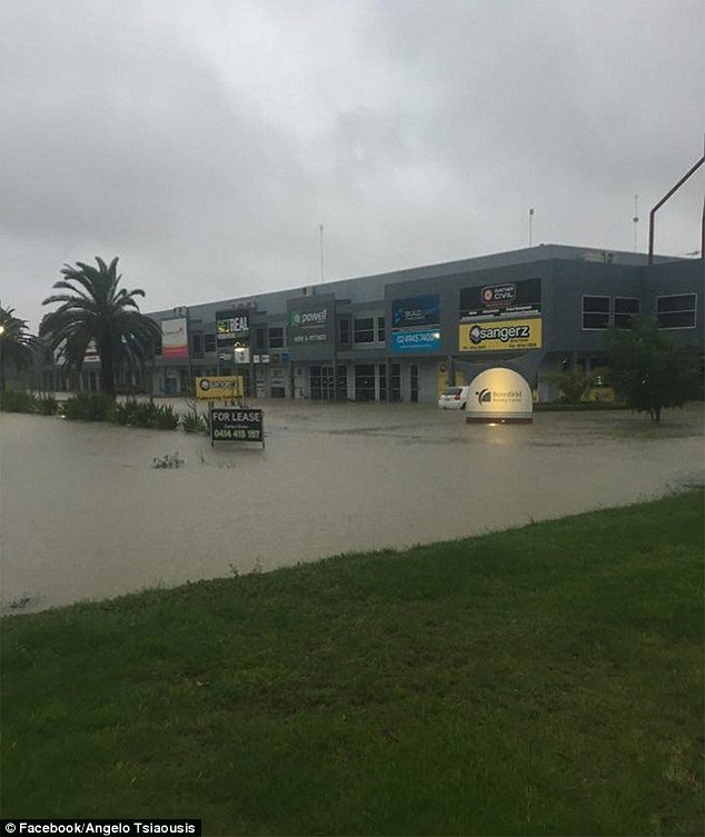 A park in Wallsend, near Newcastle, has been inundated with water as heavy rain continues