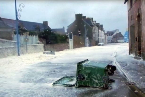 Foam wave: Saint Guénolé in north west France was completely covered 