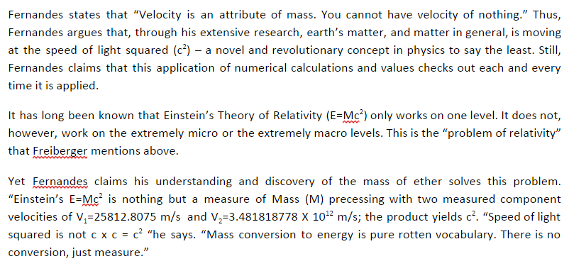 Fernandes' ether equation