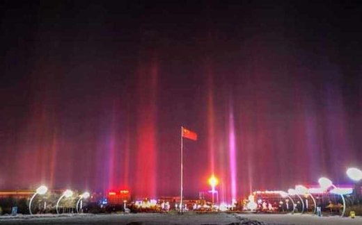 light pillars over China