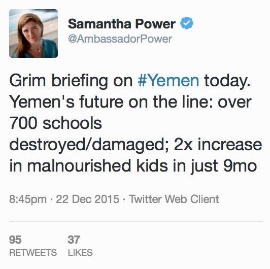 Samantha power yemen tweet