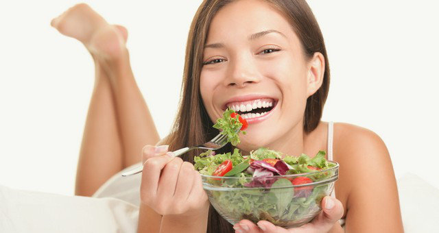 salad eating woman