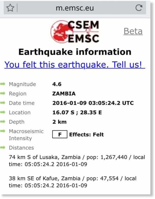 Earthquake information