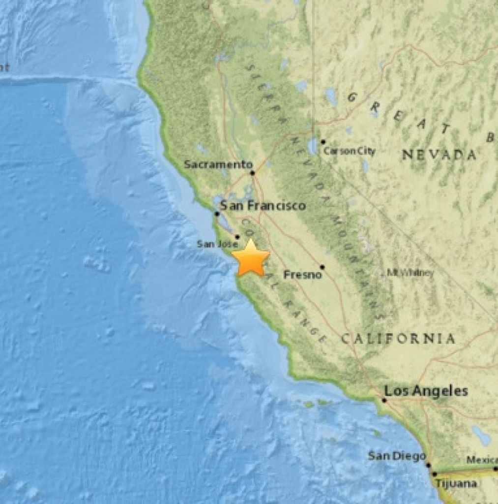 Holister earthquake cluster epicenter
