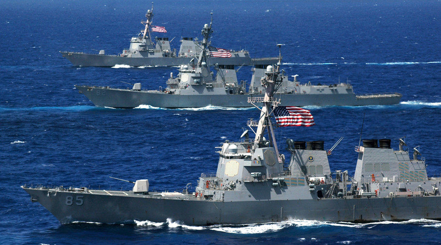 Click to enlarge Three Arleigh Burke-class guided-missile destroyers