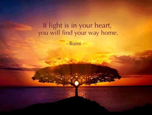 rumi quote, divine light, awakening