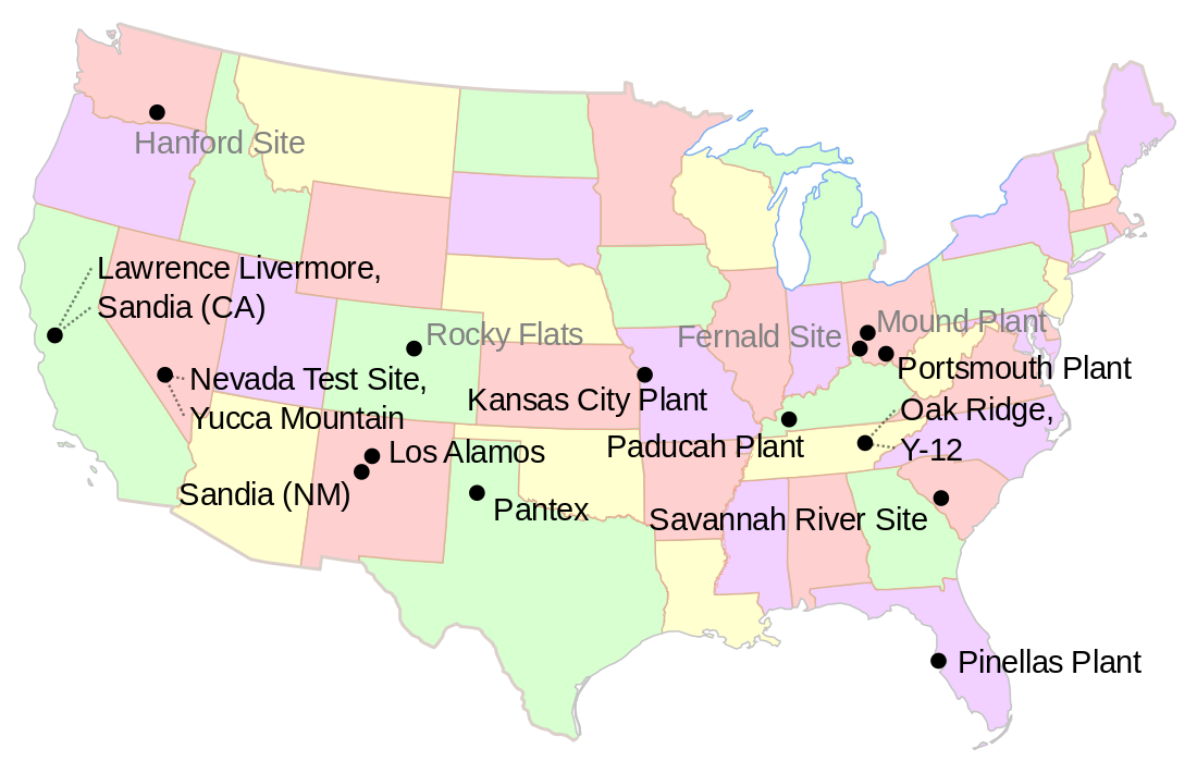 Click to enlarge US nuclear sites map
