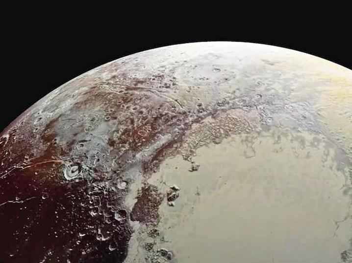 Click to enlarge Pluto seen from New Horizons
