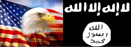 US American flag ISIS flag