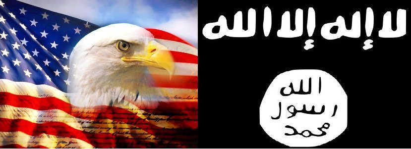 US American flag ISIS flag
