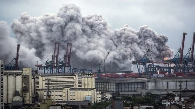 Click to enlarge Santos chemical fire