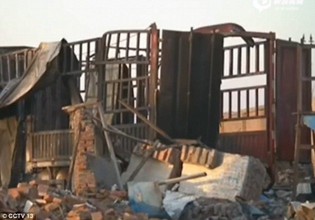 Click to enlarge The blast which occurred at 11am on Thursday caused widespread damage