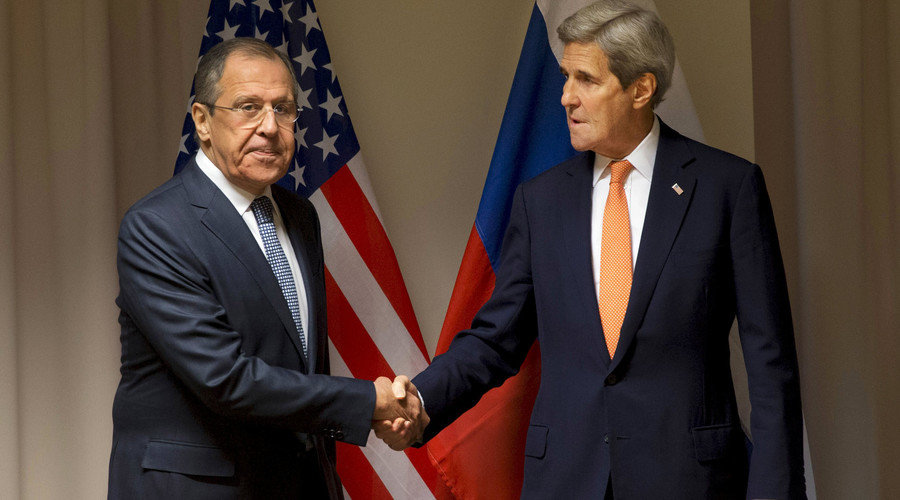 Click to enlarge U.S. Secretary of State John Kerry shakes hands with Russian Foreign Minister Sergey Lavrov before their meeting on Syria, in Zurich, Switzerland, January 20, 2016