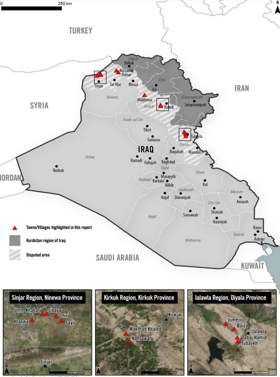 Map of Iraq - Kurd-controlled areas