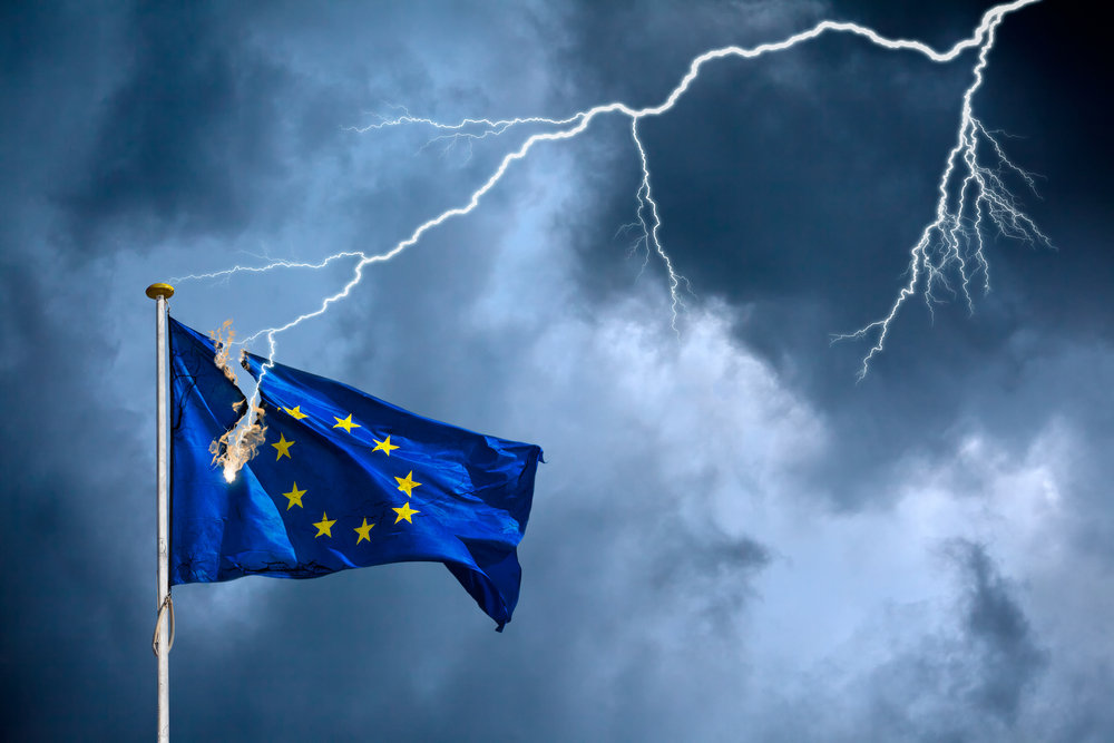 EU flag and lightening