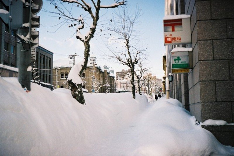 Otaru under snow on the island of Hokkaido, Japan