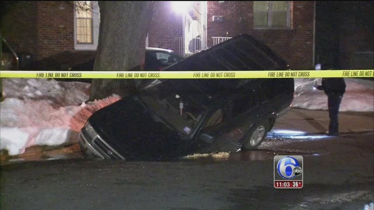 An SUV got stuck in a Pennsauken sinkhole.