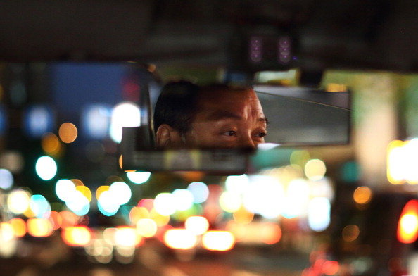 taxi rearview mirror