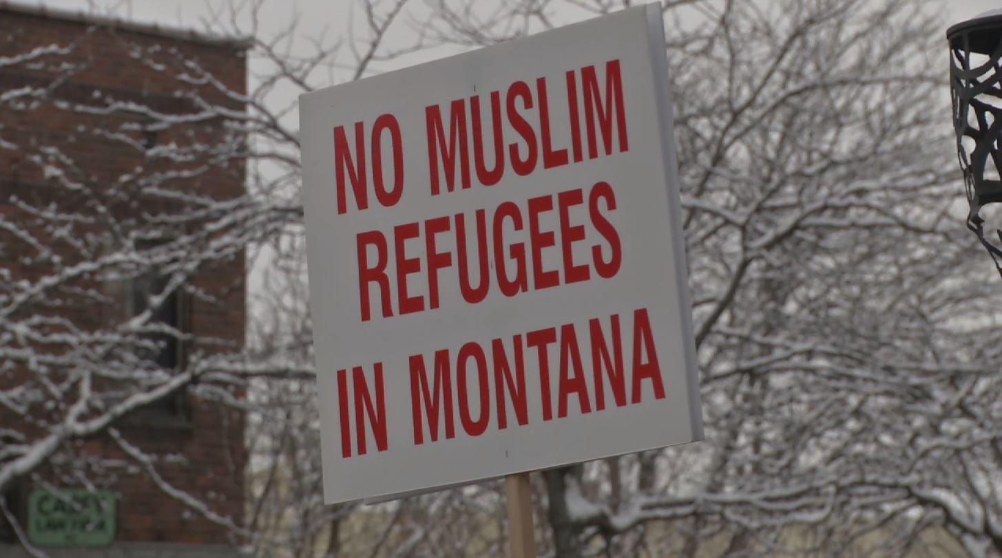 Anti-Muslim rally sign