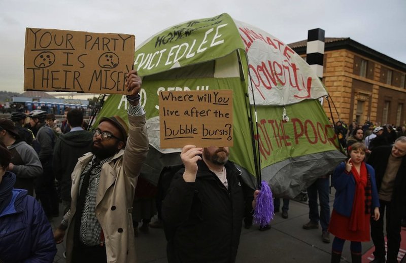 Click to enlarge Homeless protest Superbowl