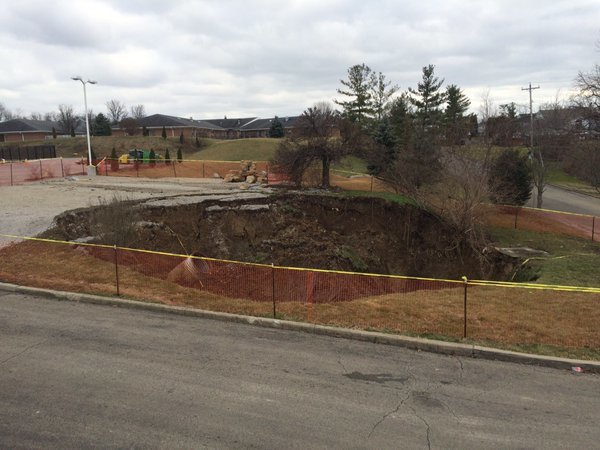 Sinkhole formed feet from an Anderson Twsp 