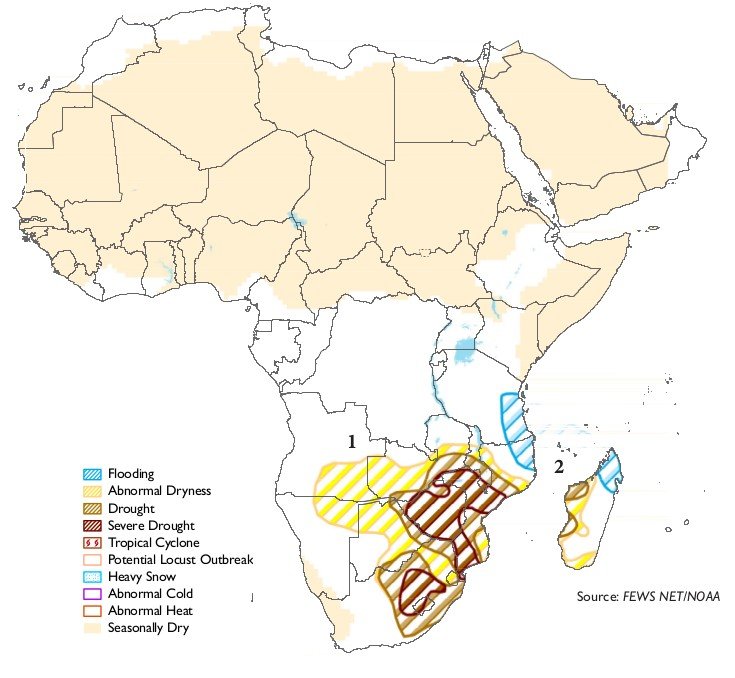 Drought and floods in southern Africa, February 2016. 