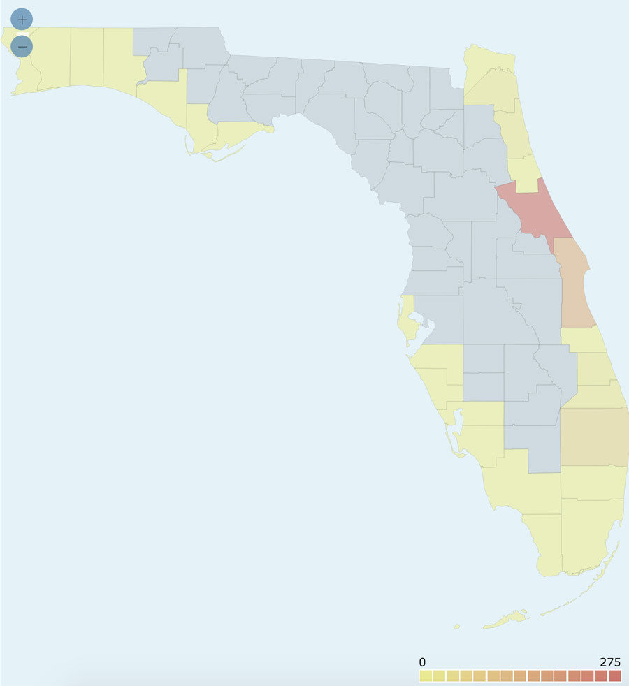 Click to enlarge Florida shark attacks