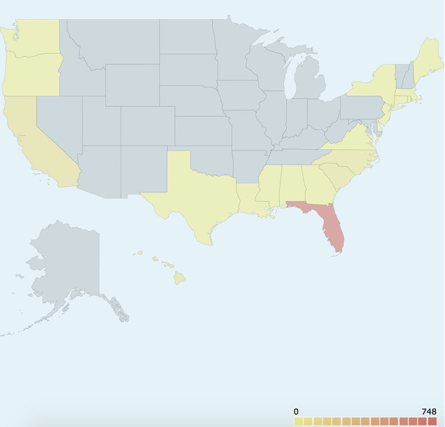 Click to enlarge US shark attacks
