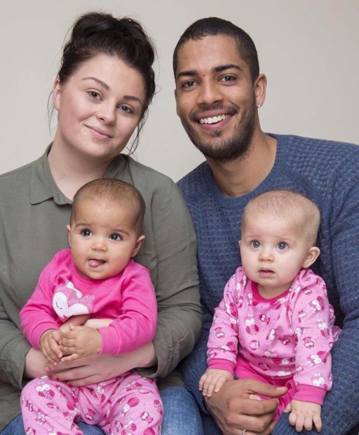 Click to enlarge Hannah Yarker, Kyle Armstrong and their twins Myla and Anaya
