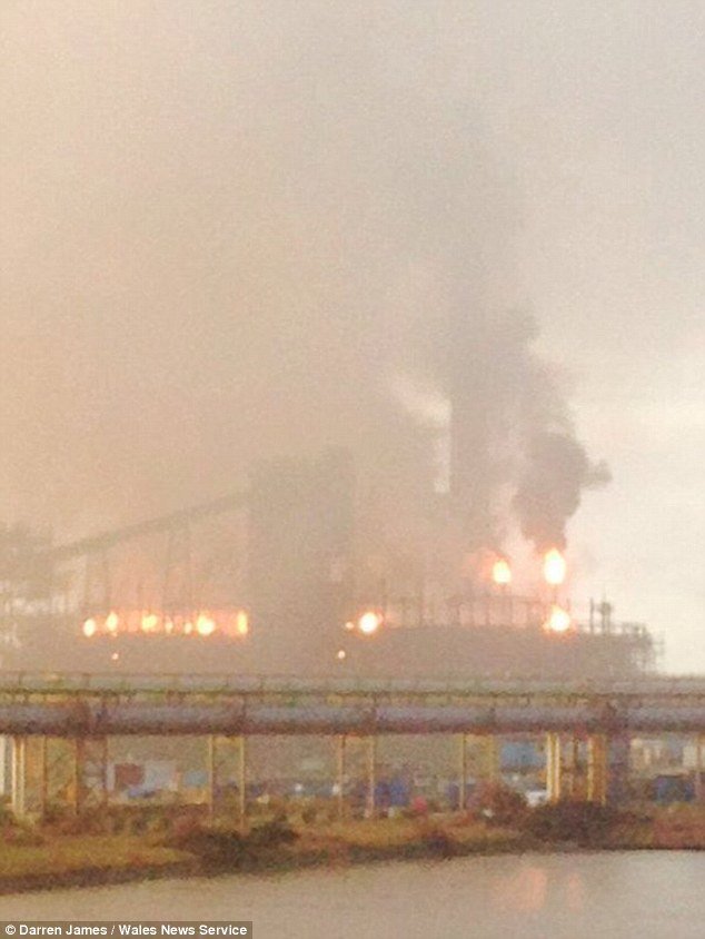 Onlookers reported a huge explosion which sent 100ft flames into the air, followed by a plume of thick black smoke