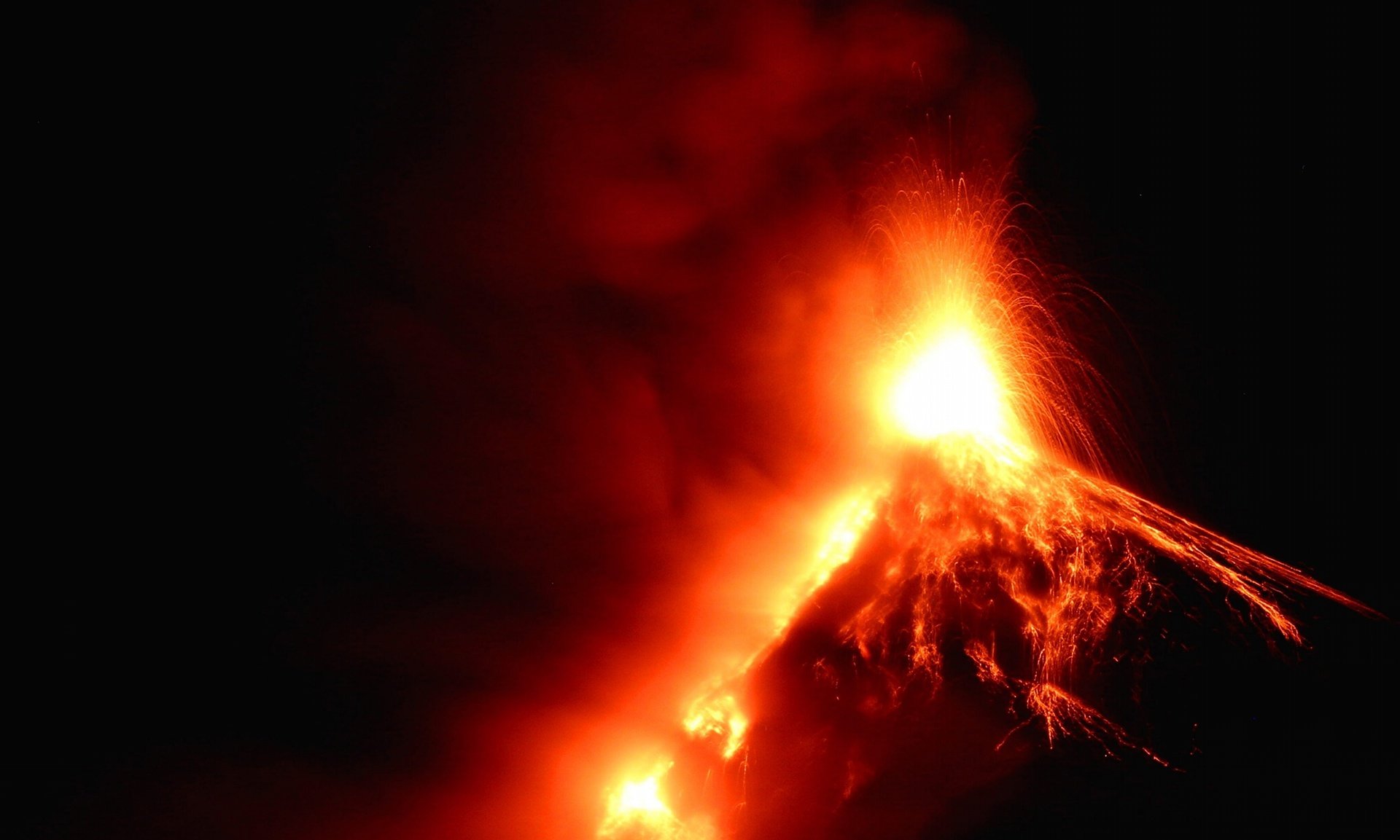 Guatemala’s Fuego volcano erupts with fiery lava.