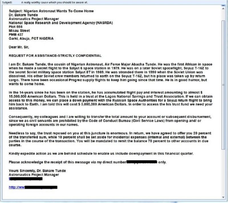 Click to enlarge Nigerian Scam
