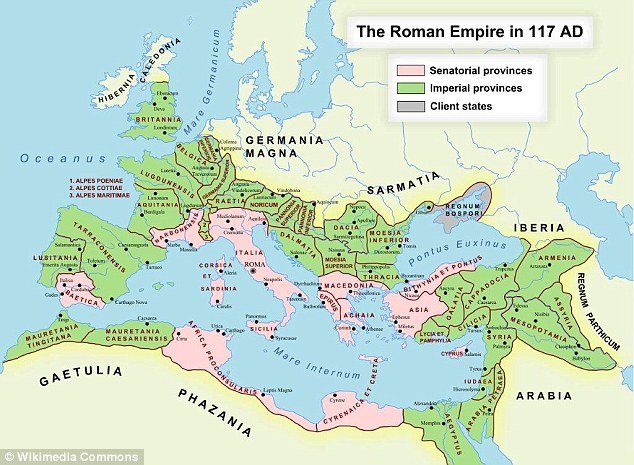 Click to enlarge Roman Empire in 117 AD